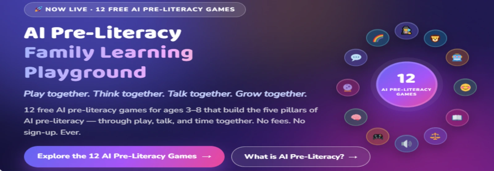 Free AI Pre-Literacy Games Banner
