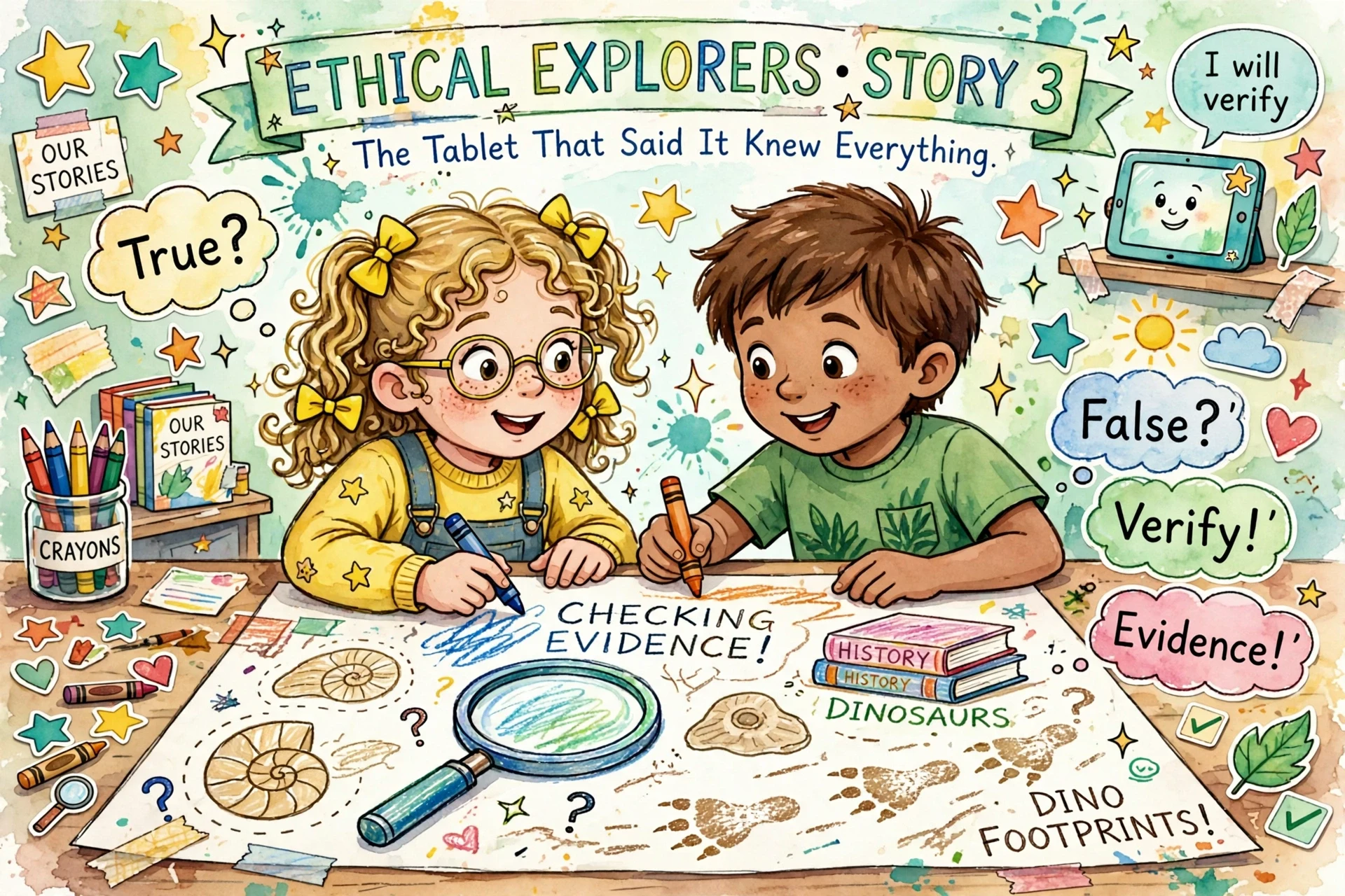 Children drawing verification story playful