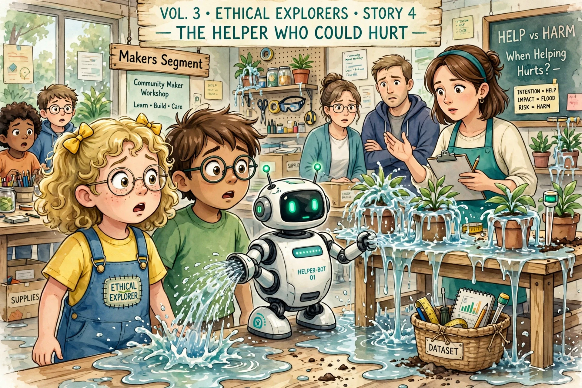 Robot helper flooding workshop harm hurt