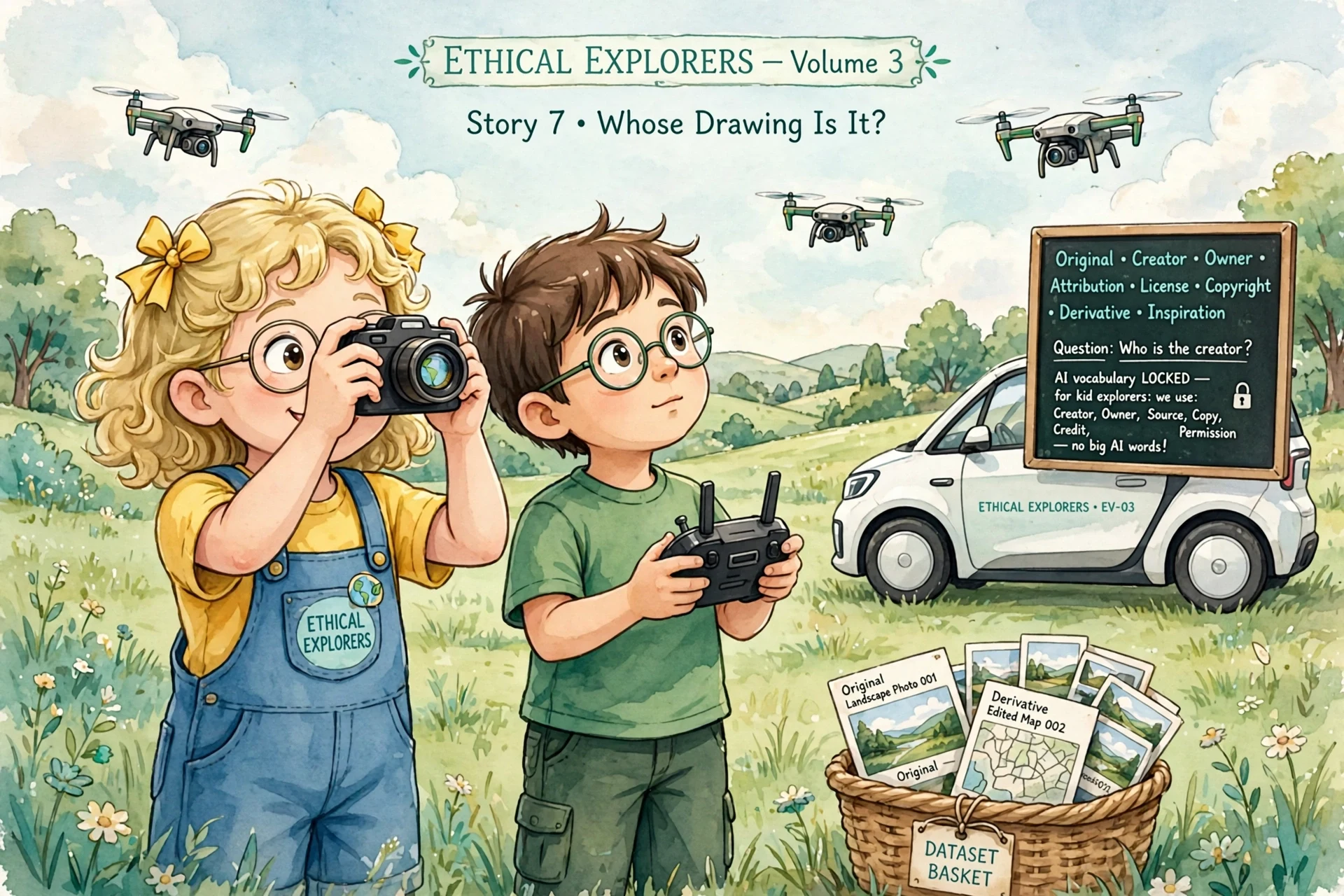 Lina and Umar outside flying drones cameras electric vehicle original